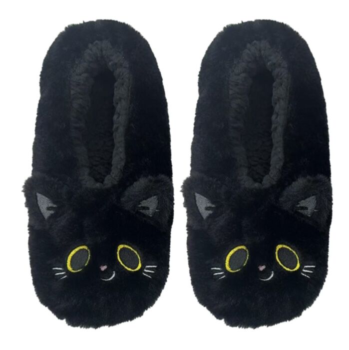 Chaussons Anti-dérapants Peluchés (EU39-41/UK6-8) - Lucky le Chat Noir 