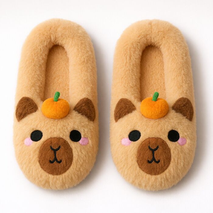 Chaussons Anti-dérapants Peluchés (EU39-41/UK6-8) - Capybara 