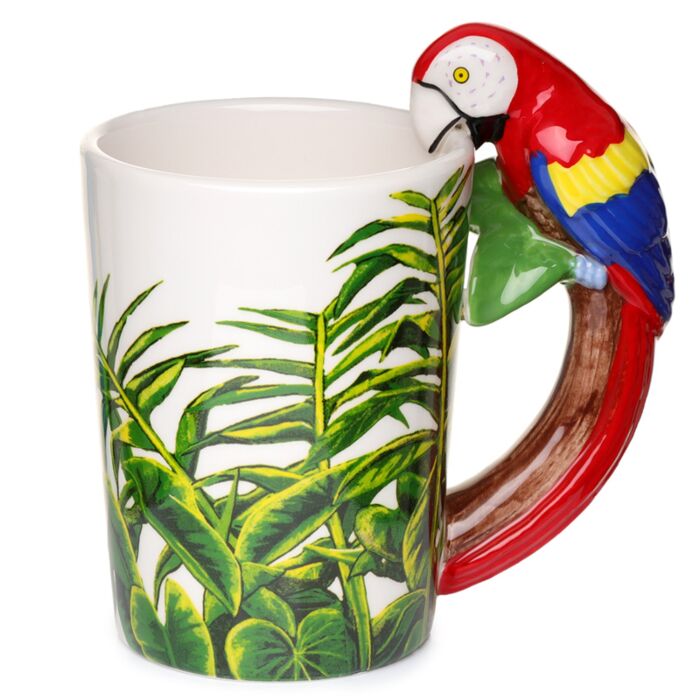Mug avec anse perroquet - Design jungle
