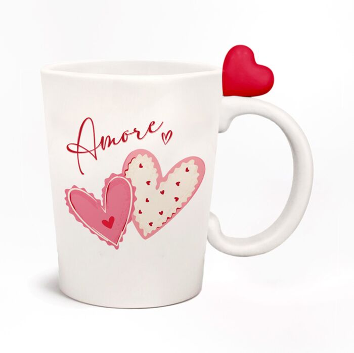 Mug à Anse Décorée Cœurs - Amore