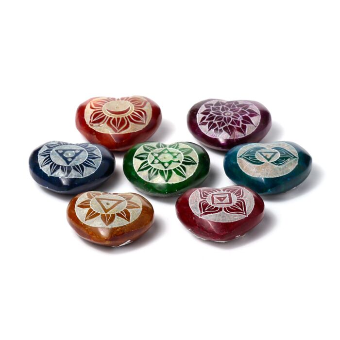 Porte-encens Stéatite - Cœur gravé Chakra