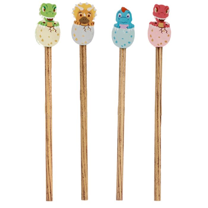 Crayon avec Embout Gomme -  Œuf & Bébé Dinosaure