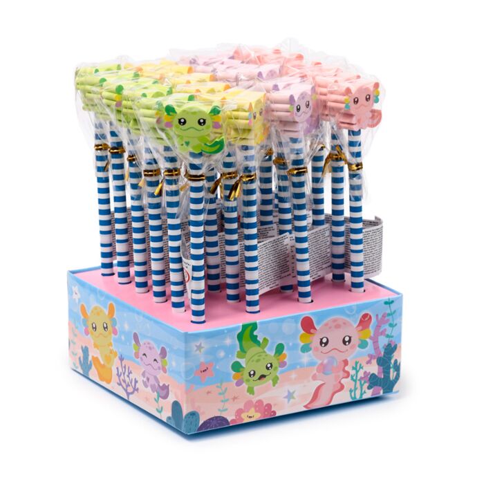 Crayon avec Embout Gomme - Axolotl (Salamandre) 