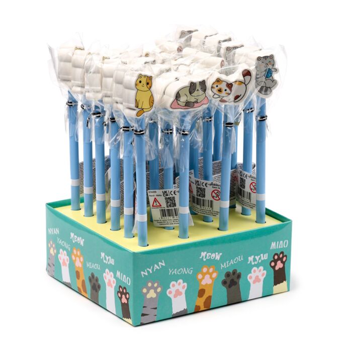 Crayon avec Embout Gomme - Chats Mignons 