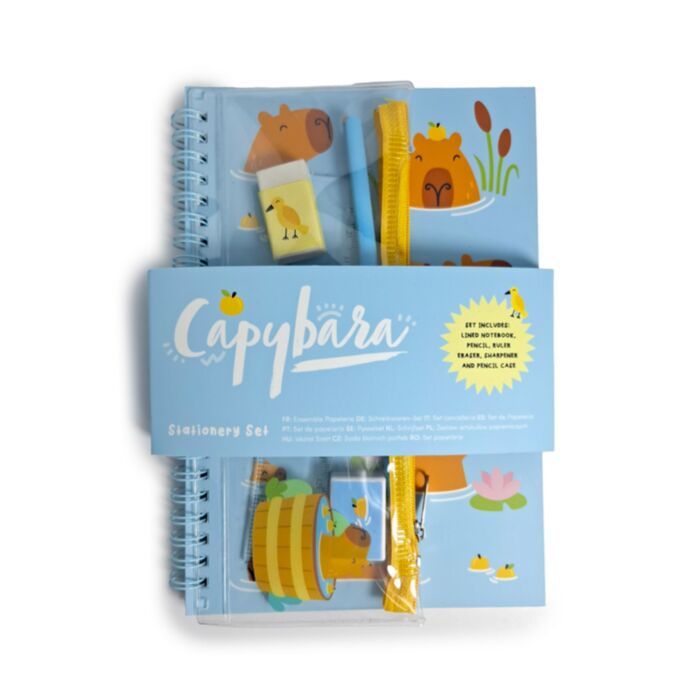 Ensemble Papeterie 6 pièces Bloc-notes à Reliure Spirale & Trousse - Capybara 
