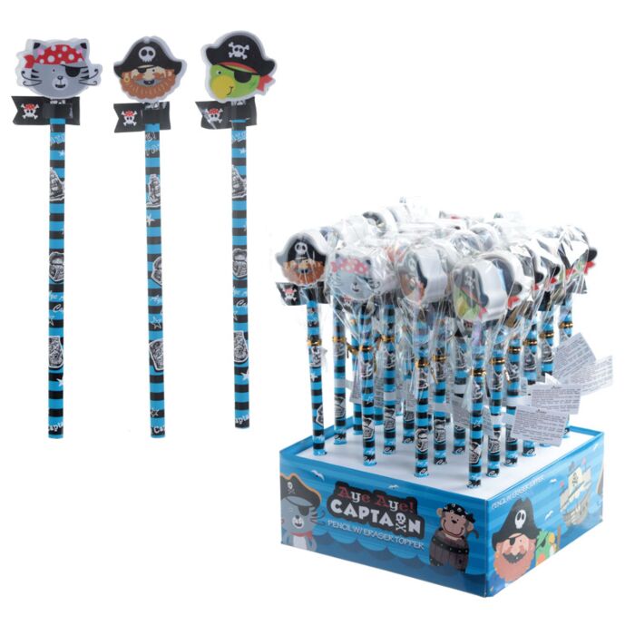 Crayon avec Embout Gomme - Aye Aye Capitaine Pirate