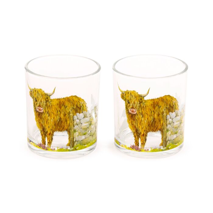 Lot de 2 Verres 350ml - Jan Pashley Vache des Highland 
