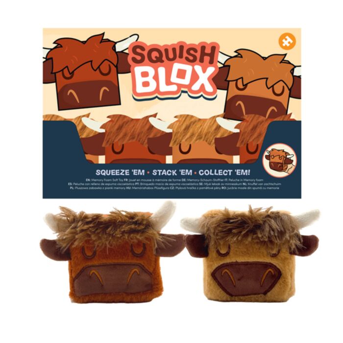 Jouet Peluché à mémoire de forme - Squish Blox Vache des Highland Coo Cow 