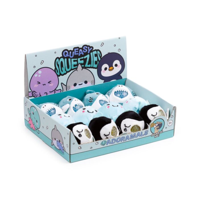 Jouet Peluché à Presser Queasy Squeezies Adoramals Sealife – Poulpe, Requin, Pingouin