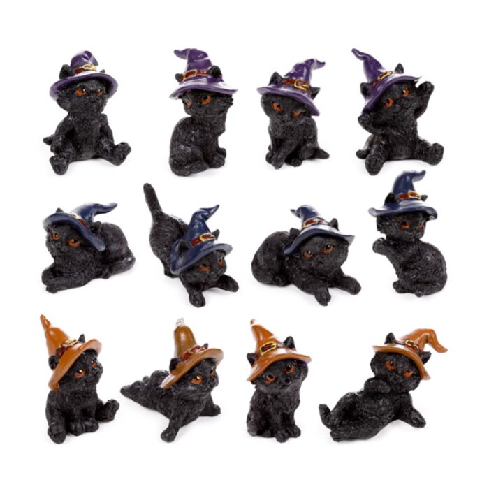 Figurines Chats Sorciers Noirs 