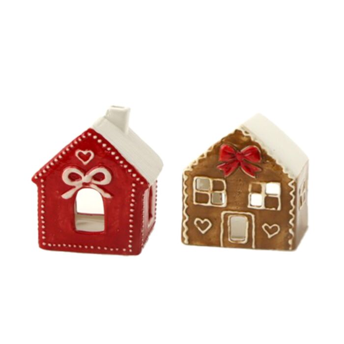 Photophore Maison Pain d'épices Noël - Rubans