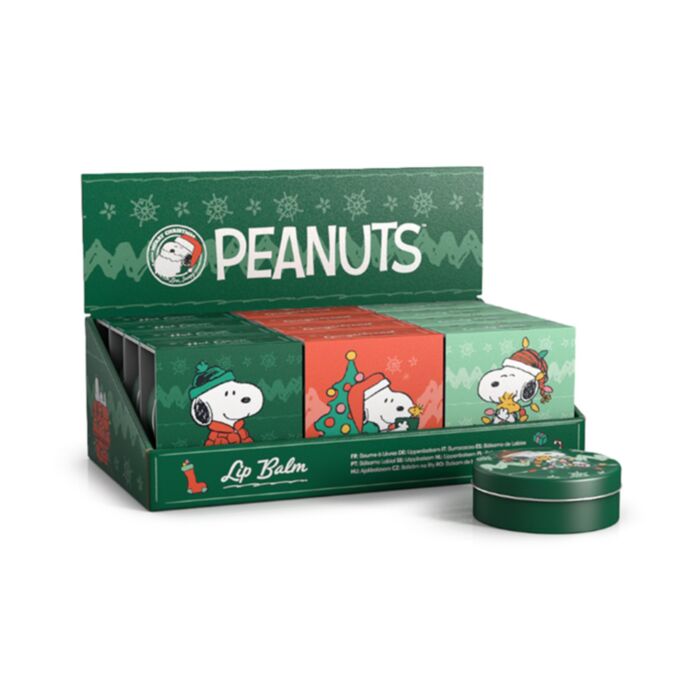 Baume à Lèvres dans Boîte en Etain - Peanuts Snoopy & Woodstock Noël