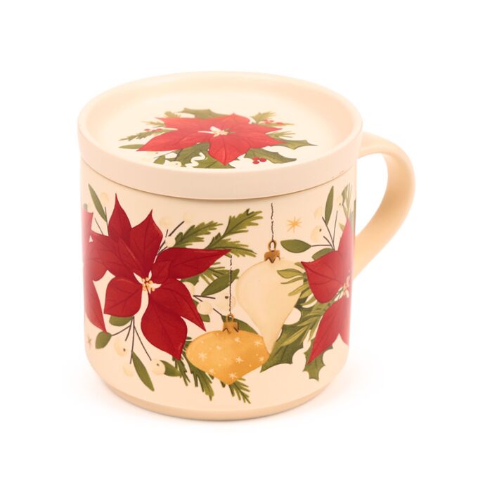 Ensemble Mug Porcelaine & Dessous de Verre - Plantes de Noël 