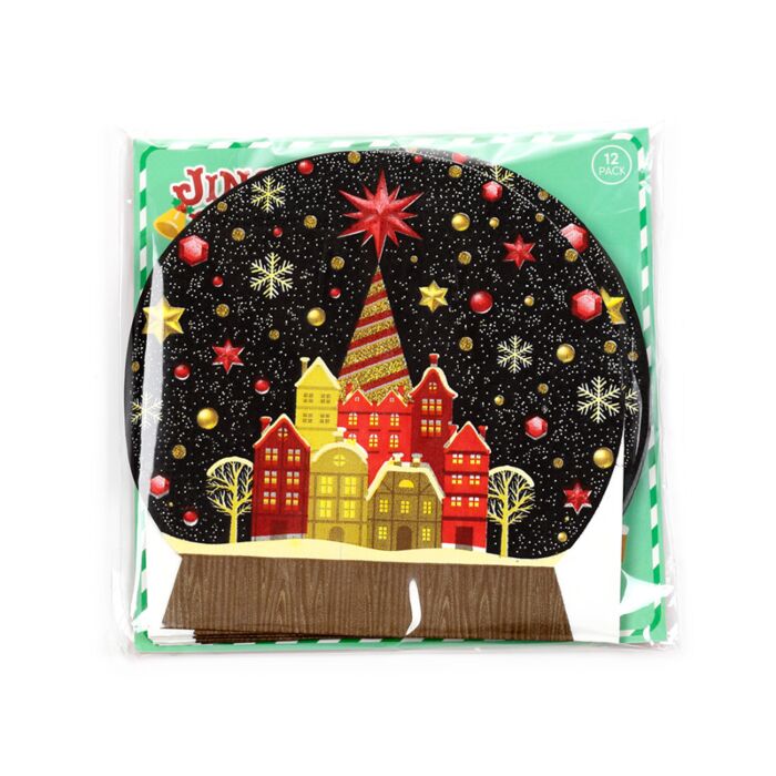 Lot de 12 Serviettes en Papier 3 plis - Noël Globe Enneigé