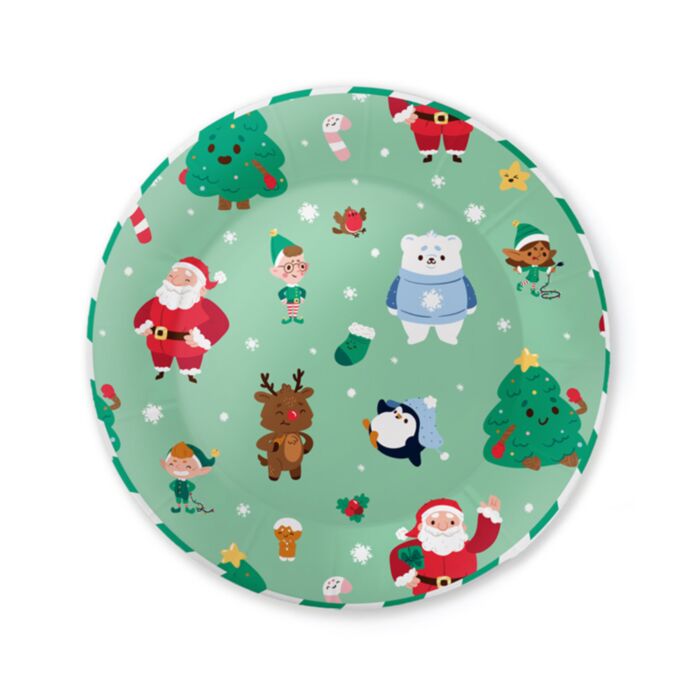 Lot de 10 Assiettes en papier - Jingle Bunch Noël