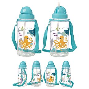 Gourde Enfant 450ml avec Paille & Cordon Sealife - Vie Marine Gourde Enfant 450ml avec Paille & Cordon Sealife - Vie Marine