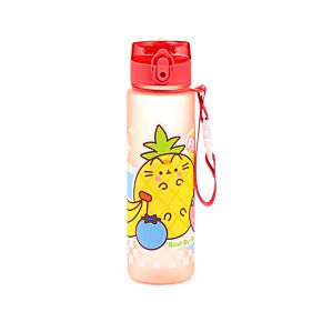 Gourde 600ml en Plastique Renforcé avec Couvercle à Bouton-poussoir - Pusheen le Chat Fruits 