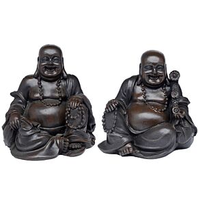Figurine Effet Bois Brossé Peace of the East - Bouddha Porte-bonheur