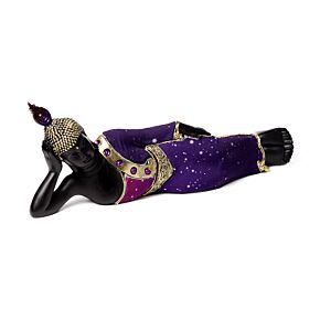 Figurine Boudha Thai allongé Violet & Noir 