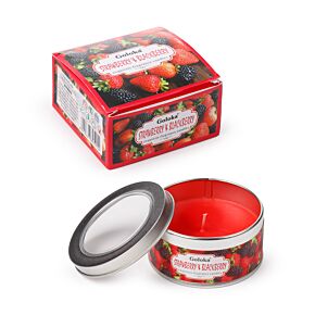 Bougie à la Cire de Soja dans Boîte en Etain Goloka - Fraise & Mûre Bougie à la Cire de Soja dans Boîte en Etain Goloka - Fraise & Mûre