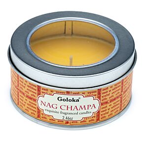 Bougie à la Cire de Soja dans Boîte en Etain Goloka - Nag Champa