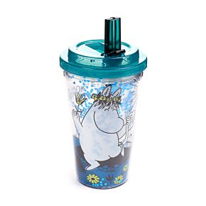 Verre PVC Double Paroi 500ml avec Paille & Couvercle - Moumine Verre PVC Double Paroi 500ml avec Paille & Couvercle - Moumine