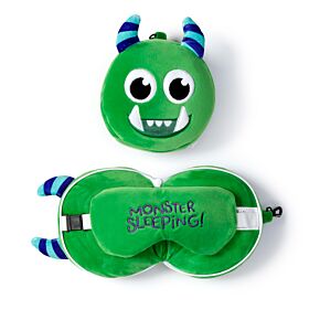 Coussin de Voyage Relaxeazzz Peluché 2-en-1 avec Masque Yeux Monstarz - Monstre Vert Coussin de Voyage Relaxeazzz Peluché 2-en-1 avec Masque Yeux Monstarz - Monstre Vert