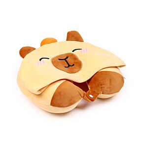 Coussin de Voyage à capuche Hoodeazzz 2-en-1 - Duke le Capybara 