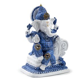 Figurine Ganesh Blanc & Bleu - Meditation Figurine Ganesh Blanc & Bleu - Meditation