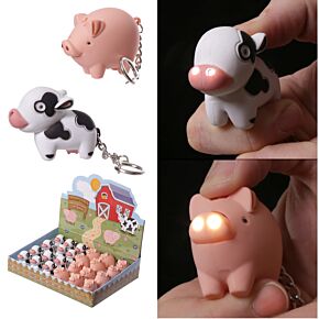Porte clef LED - Vache et cochon