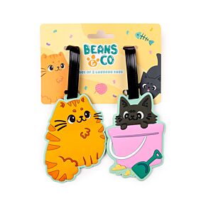 Lot de 2 Etiquettes de Bagage en PVC - Beans & Co Chats 
