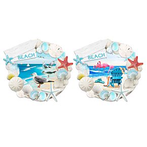 Aimant Souvenir 3D Bord de Mer - Cadre Coquillages Bleus