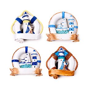 Aimant Souvenir 3D - Bord de Mer Bouée avec Phares et Bateaux