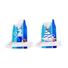 Aimant Souvenir - Bord de mer Hypocampe & Bateau Aimant Souvenir - Bord de mer Hypocampe & Bateau