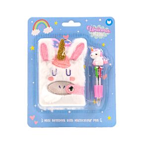 Mini Bloc-notes Peluché avec Stylo multi couleurs ( 4 couleurs ) - Unicorn Magic Licorne