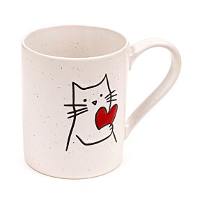 Mug en grès - Chat avec Cœur Mug en grès - Chat avec Cœur