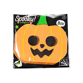 Lot de 12 Serviettes en Papier 3 plis - Halloween Citrouille