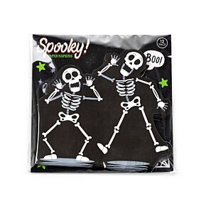 Lot de 12 Serviettes en Papier 3 plis - Halloween Squelette