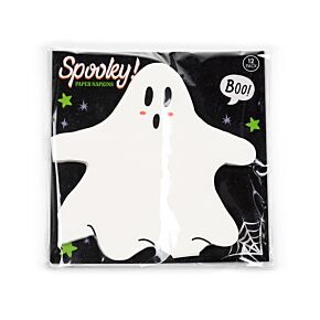 Lot de 12 Serviettes en Papier 3 plis - Halloween Fantôme 