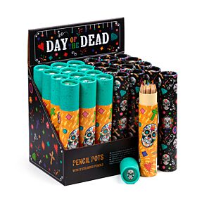 Grand Pot à 12 Crayons de Couleur - Jour des Morts Day of the Dead 