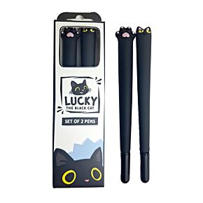 Lot de 2 Stylos Pointe Fine - Lucky le Chat Noir Lot de 2 Stylos Pointe Fine - Lucky le Chat Noir