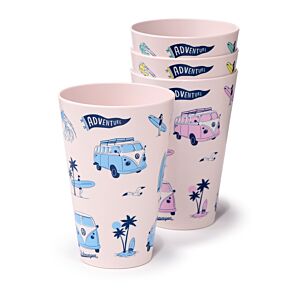 Ensemble de 4 Gobelets de Pique-nique en Plastique Recyclé rPET 450ml Volkswagen - Van Bus Combi VW T1 Explore More Ensemble de 4 Gobelets de Pique-nique en Plastique Recyclé rPET 450ml Volkswagen - Van Bus Combi VW T1 Explore More