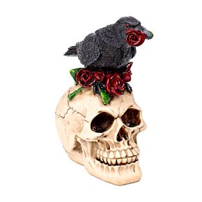 Crâne avec Corbeau et Roses Rouges Crâne avec Corbeau et Roses Rouges