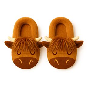 Chaussons Anti-dérapants Peluchés (EU36-38/UK3-5) - Vache des Highland Coo Cow 
