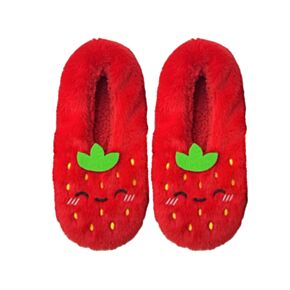 Chaussons Anti-dérapants Peluchés (EU36-38/UK3-5) - Foodiemals Fraise 