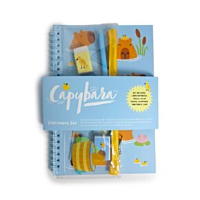 Ensemble Papeterie 6 pièces Bloc-notes à Reliure Spirale & Trousse - Capybara 