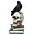 Figurine Corbeau Debout sur Crânes et Livres Empilés